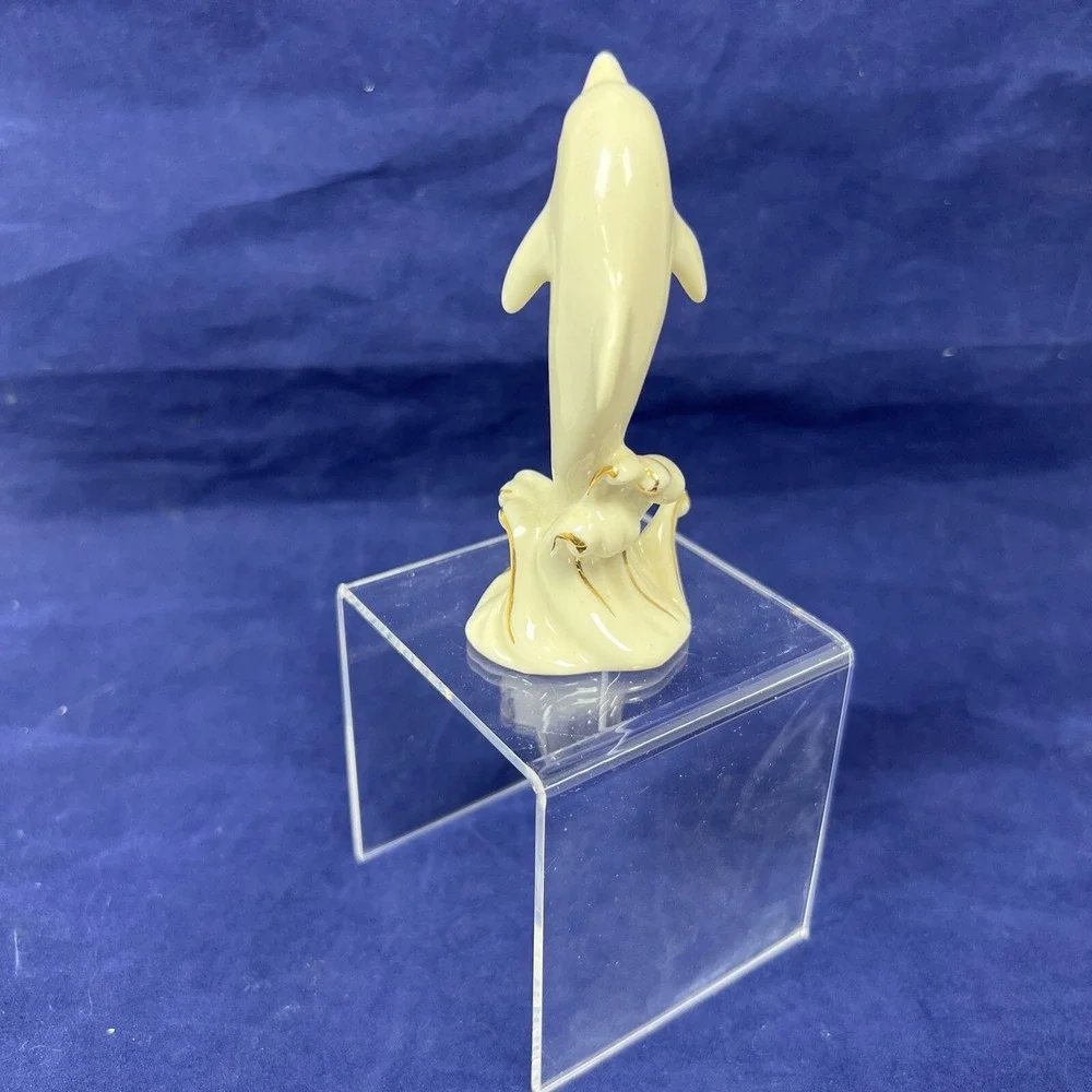 Vintage Lenox Dolphin Figurine Fine Ivory China Gold Accents 4